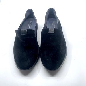 Cole Haan Black Suede and Leather Slip-On Flats